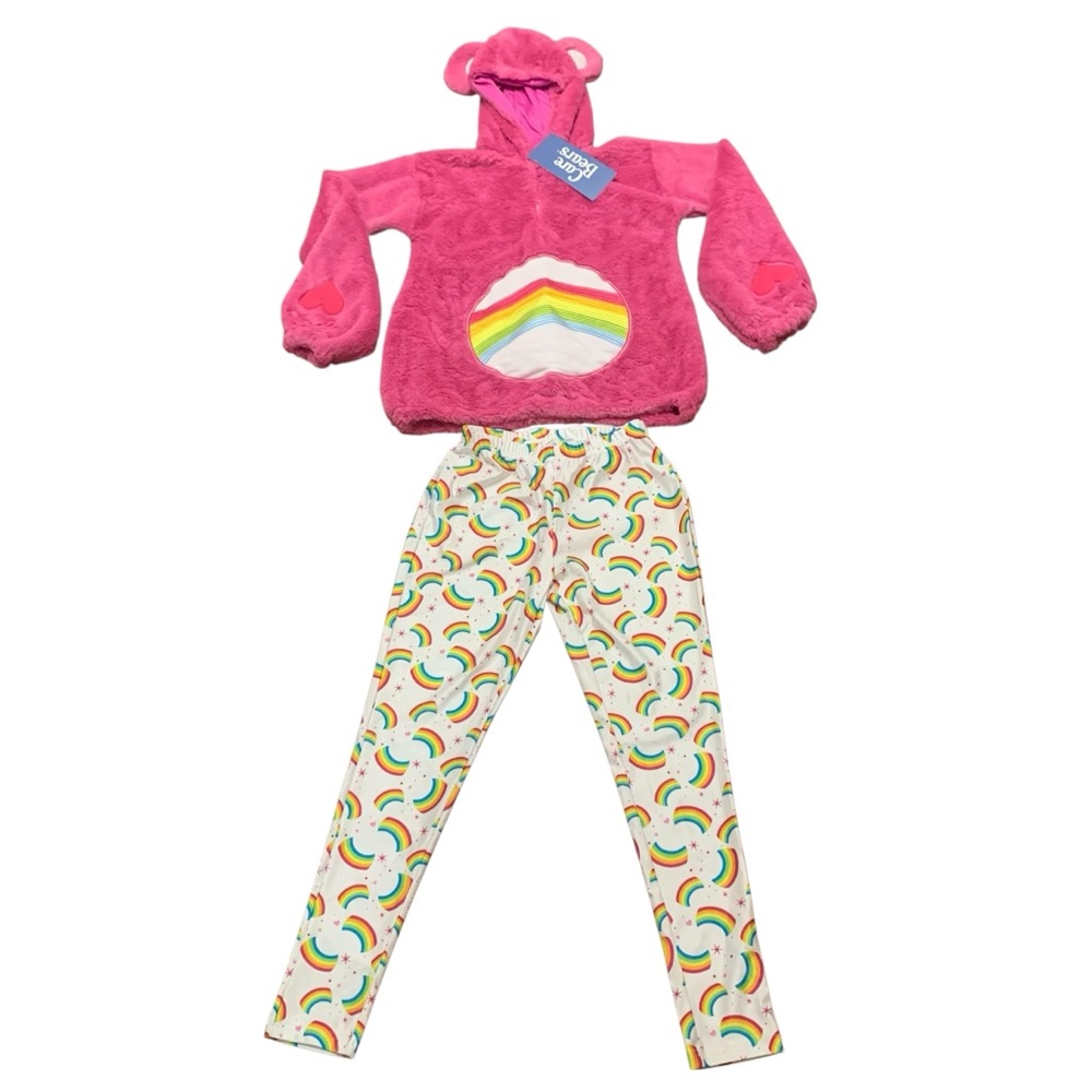 Care Bears Deluxe Cheer Pink Bear Tween Hoodie With Leggings Girls Size M - Picture 2 of 9